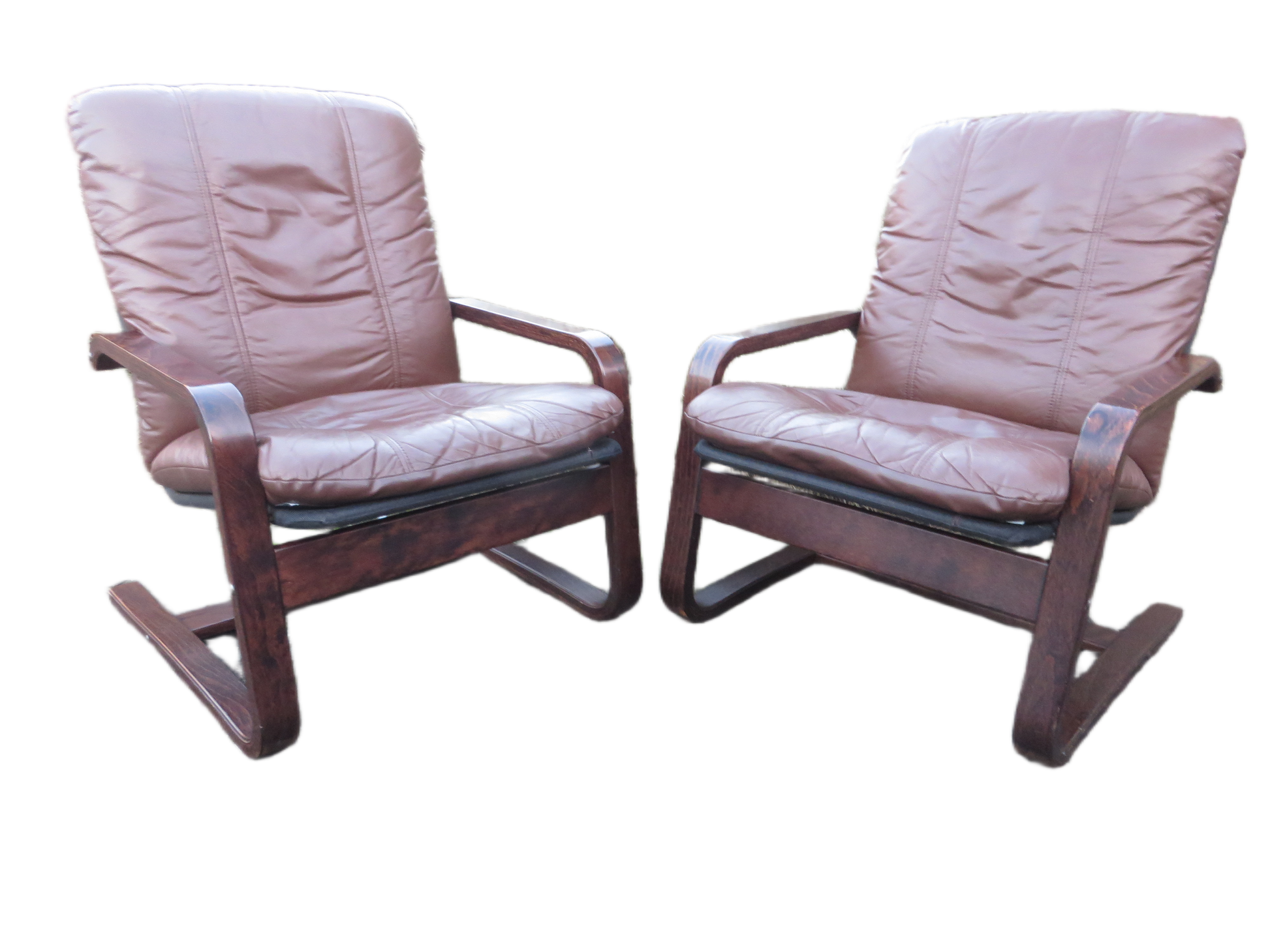 Scandinavische vintage leren fauteuils