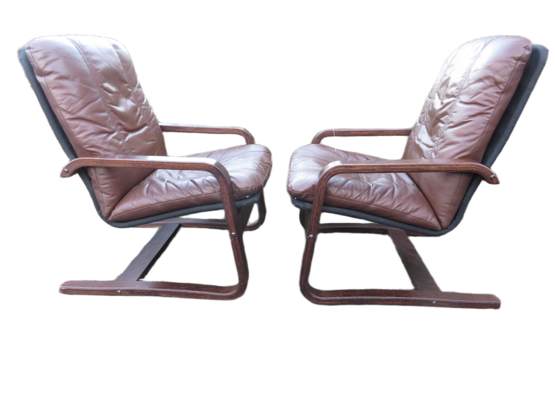 Scandinavische vintage leren fauteuils