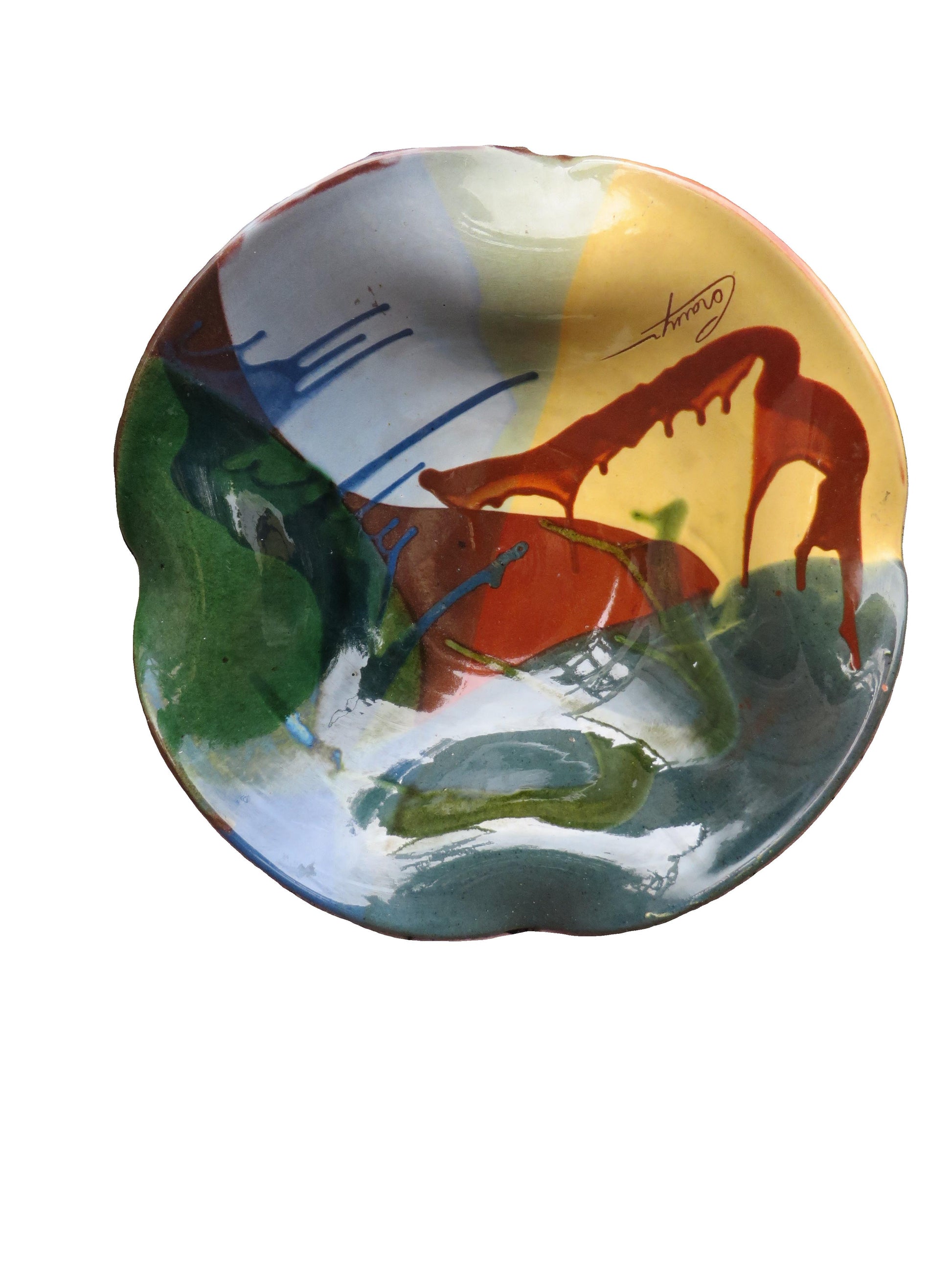 Gesigneerde 70 -er jaren spaanse vallauris schaal