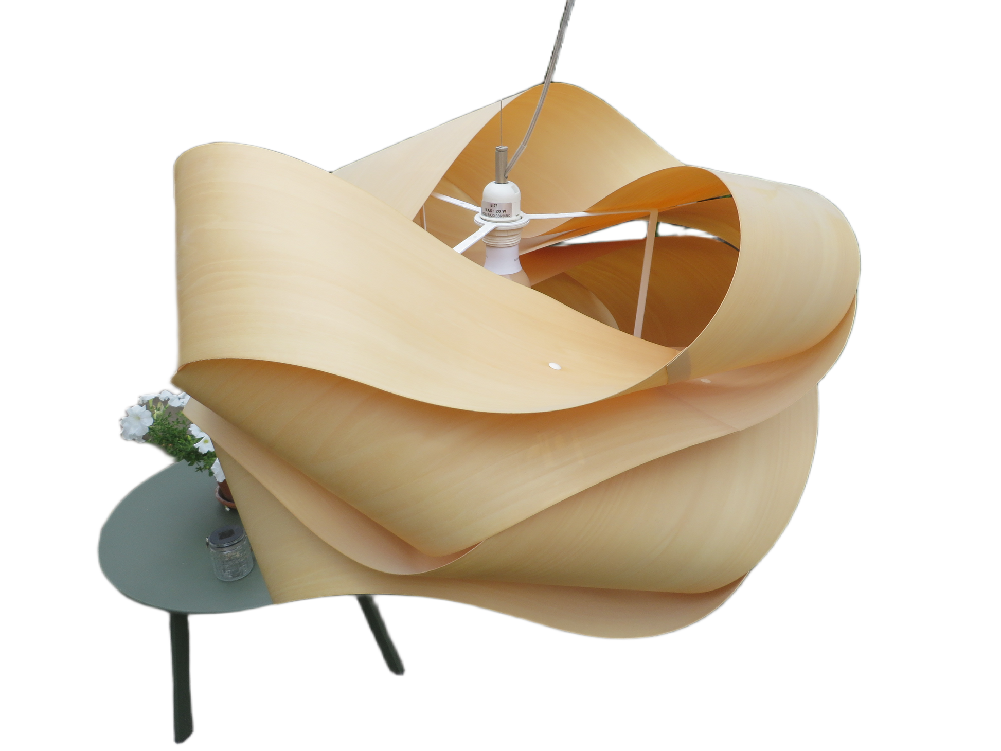 Japandi organische gedraaide beukenhoutfineer LZF hanglamp