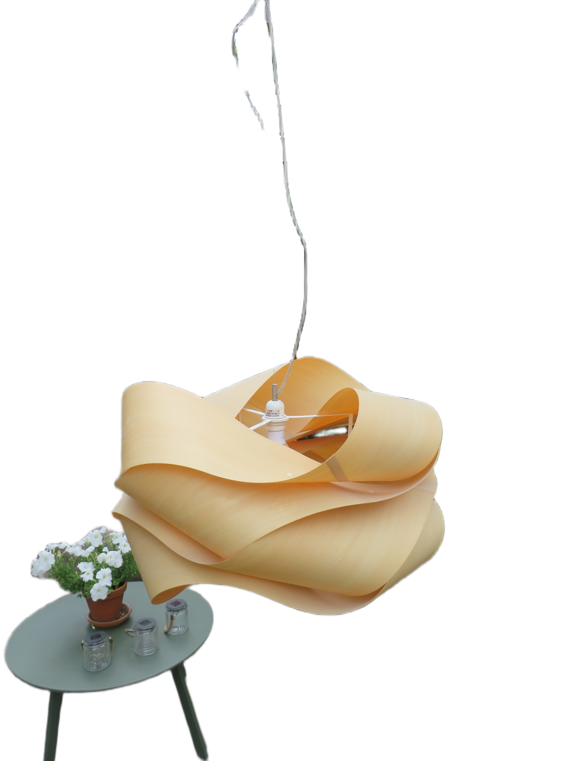 Japandi organische gedraaide beukenhoutfineer LZF hanglamp