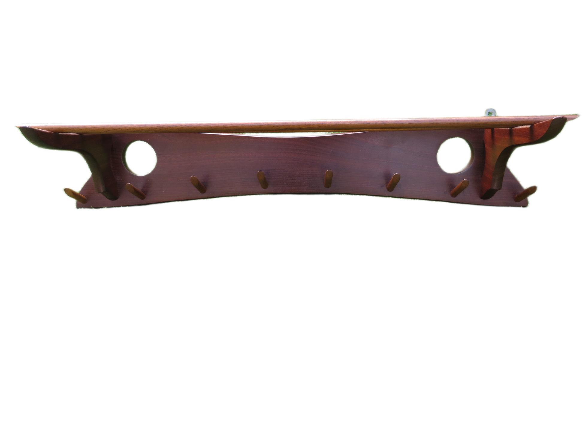 Jaren 60 teakhouten Electrimeufa wandkapstok