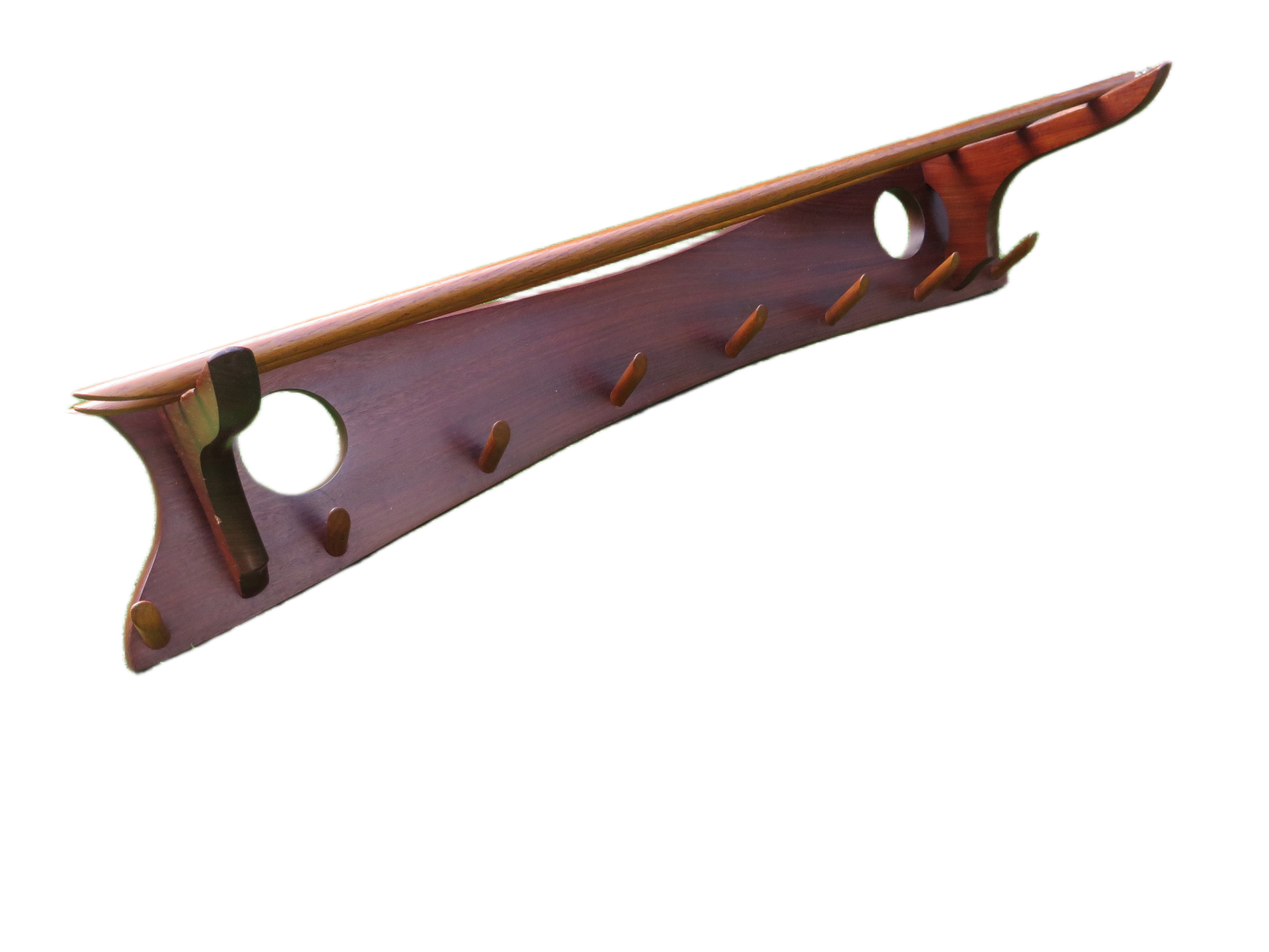 Jaren 60 teakhouten Electrimeufa wandkapstok