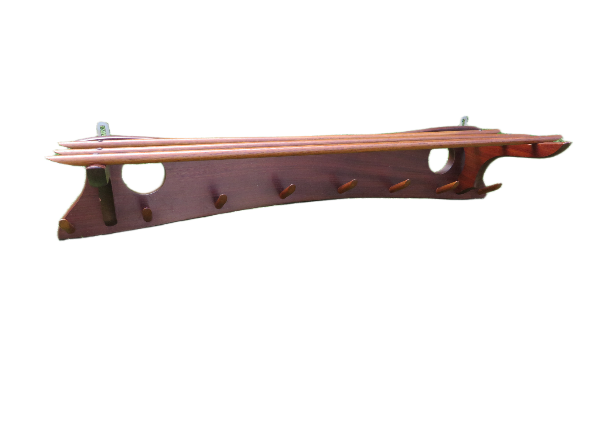 Jaren 60 teakhouten Electrimeufa wandkapstok