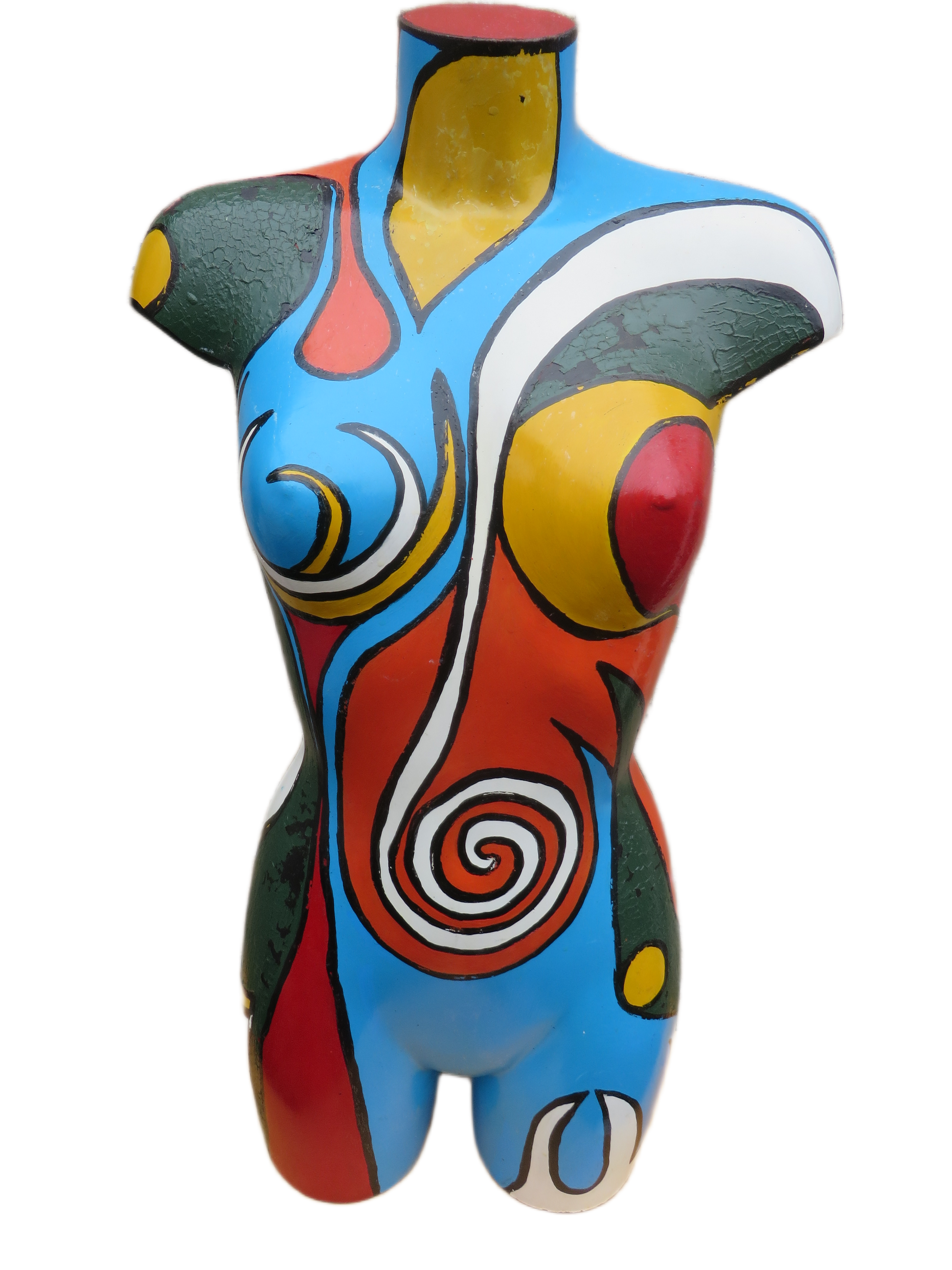 Uniek Handbeschilderd Vrouwelijk Torso Beeld – Popart Stijl
