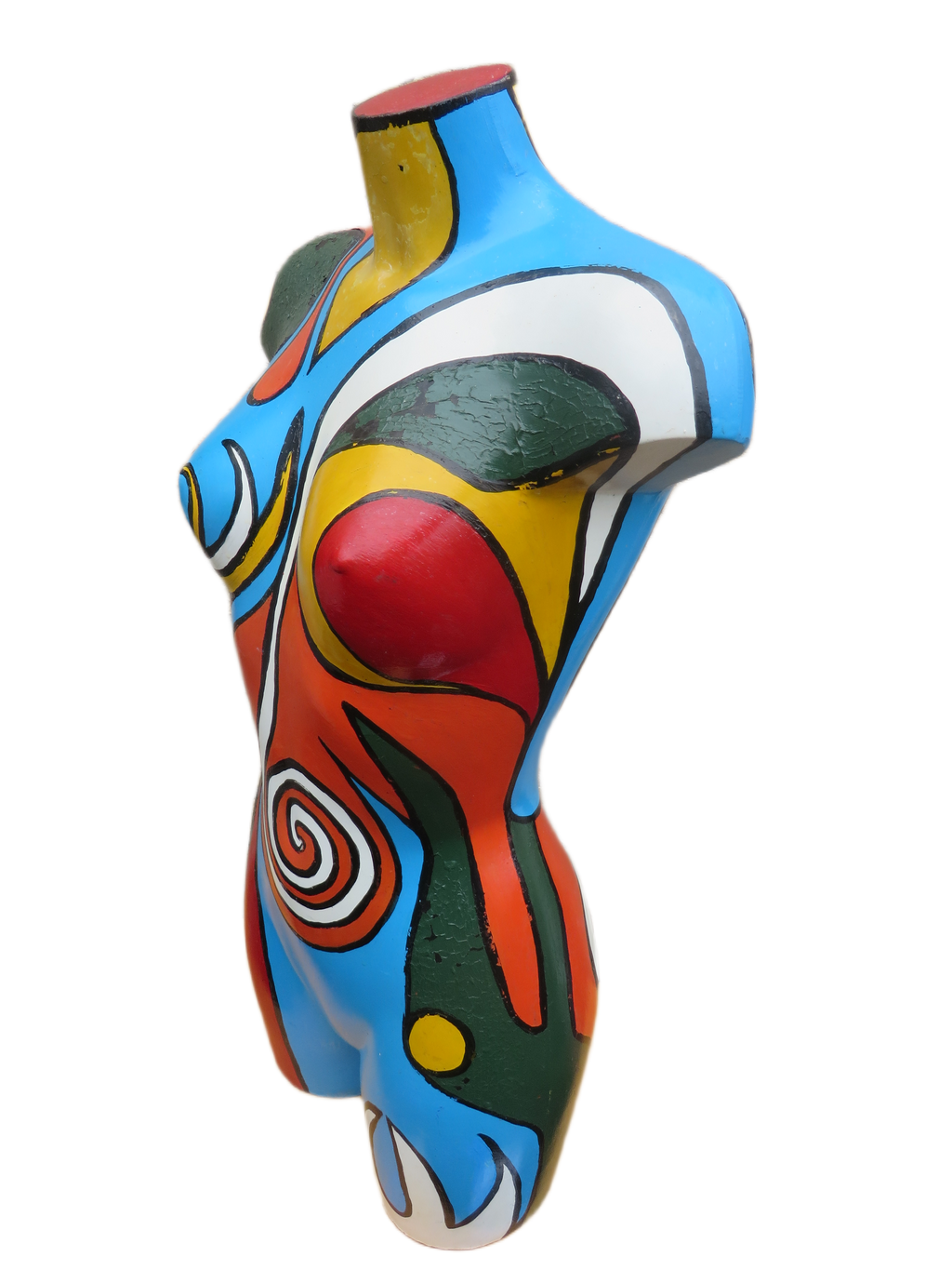 Uniek Handbeschilderd Vrouwelijk Torso Beeld – Popart Stijl