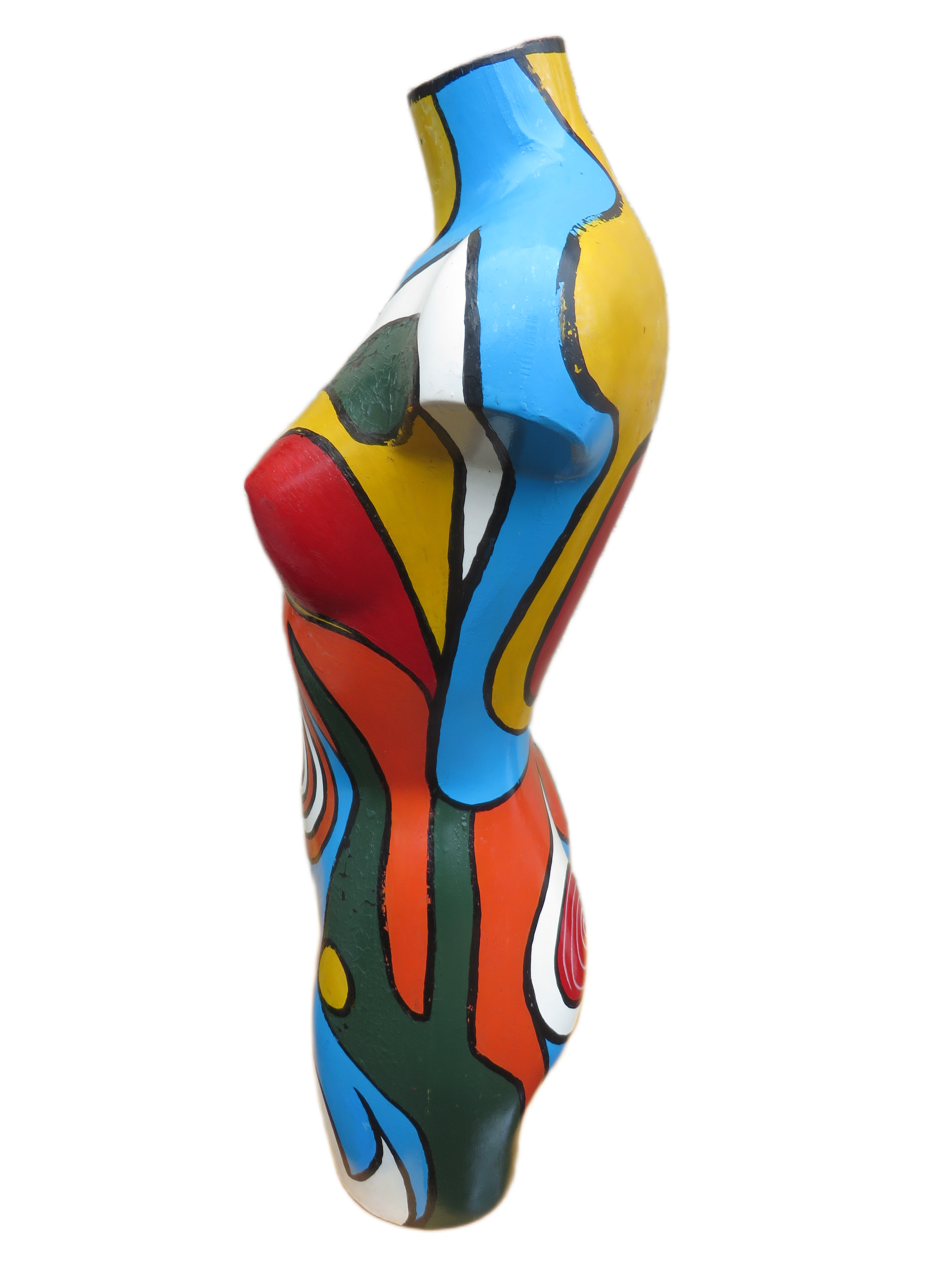 Uniek Handbeschilderd Vrouwelijk Torso Beeld – Popart Stijl