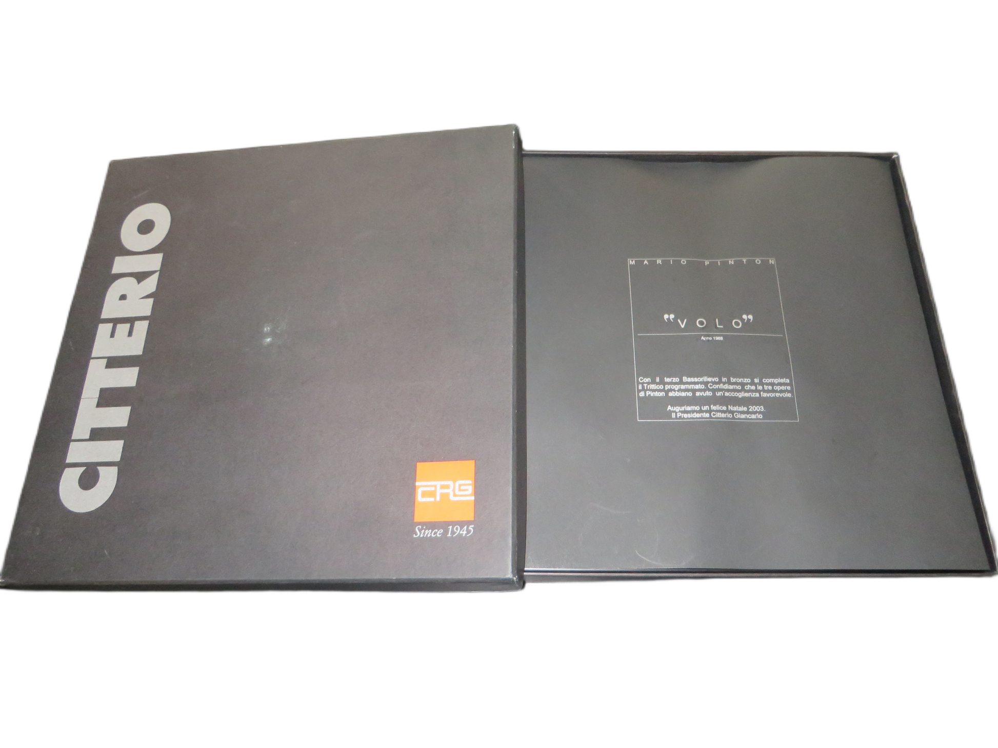 Origineel Bronzen Reliëf "Il Volo" – Mario Pinton (1968) in Luxe Presentatiedoos