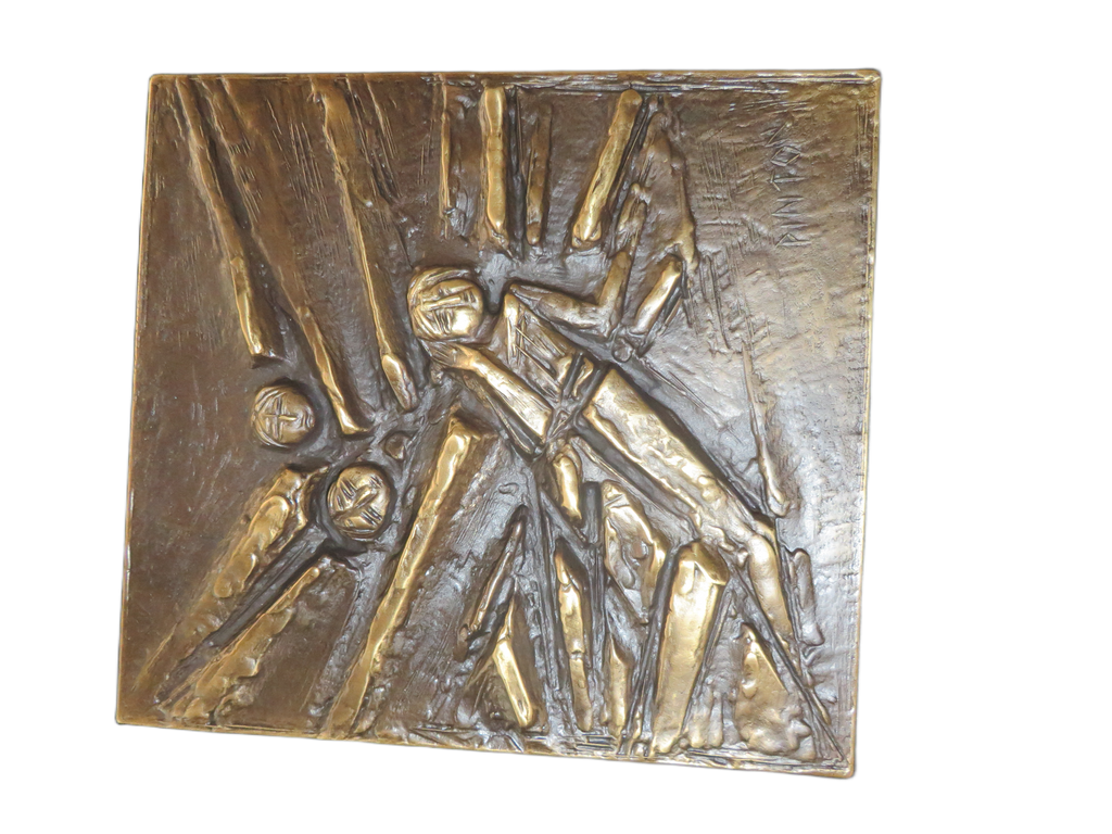 Origineel Bronzen Reliëf "Il Volo" – Mario Pinton (1968) in Luxe Presentatiedoos