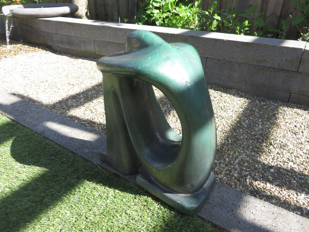 Abstract Tuinbeeld 'Thinker' – Cycladische Stijl (Groen Gepatineerd)