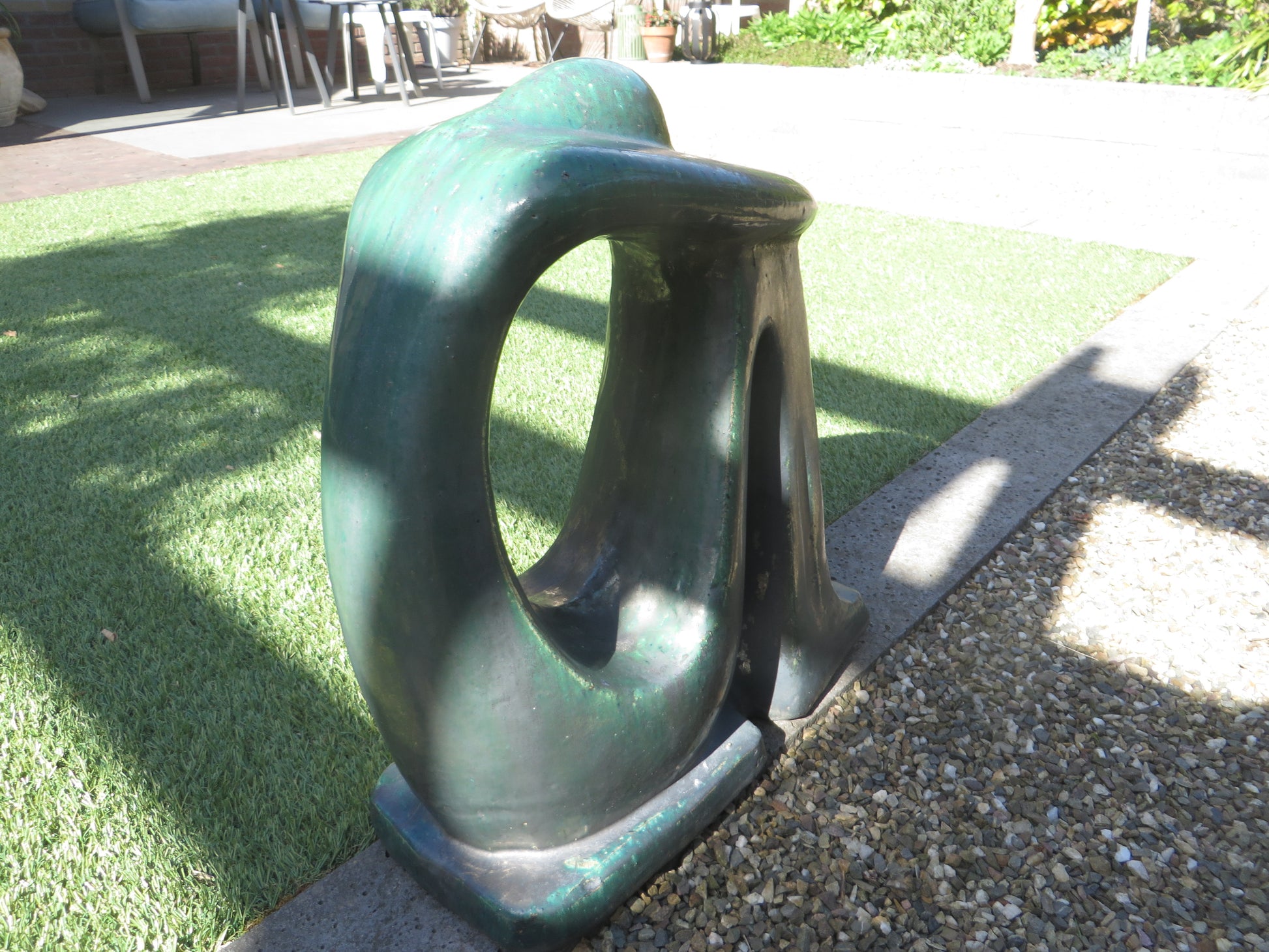 Abstract Tuinbeeld 'Thinker' – Cycladische Stijl (Groen Gepatineerd)