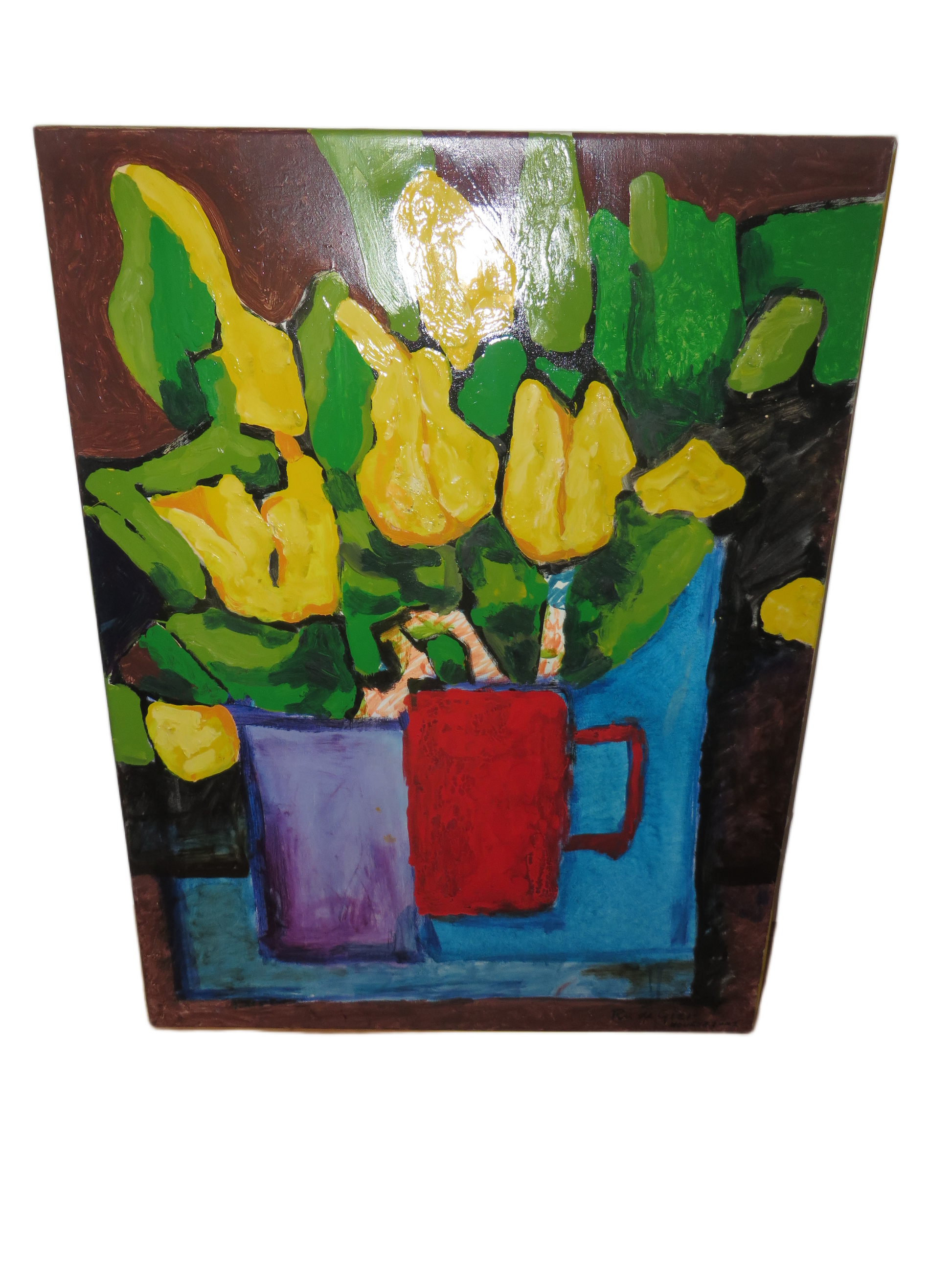 Abstract kleurrijk schilderij van Ru de Gier