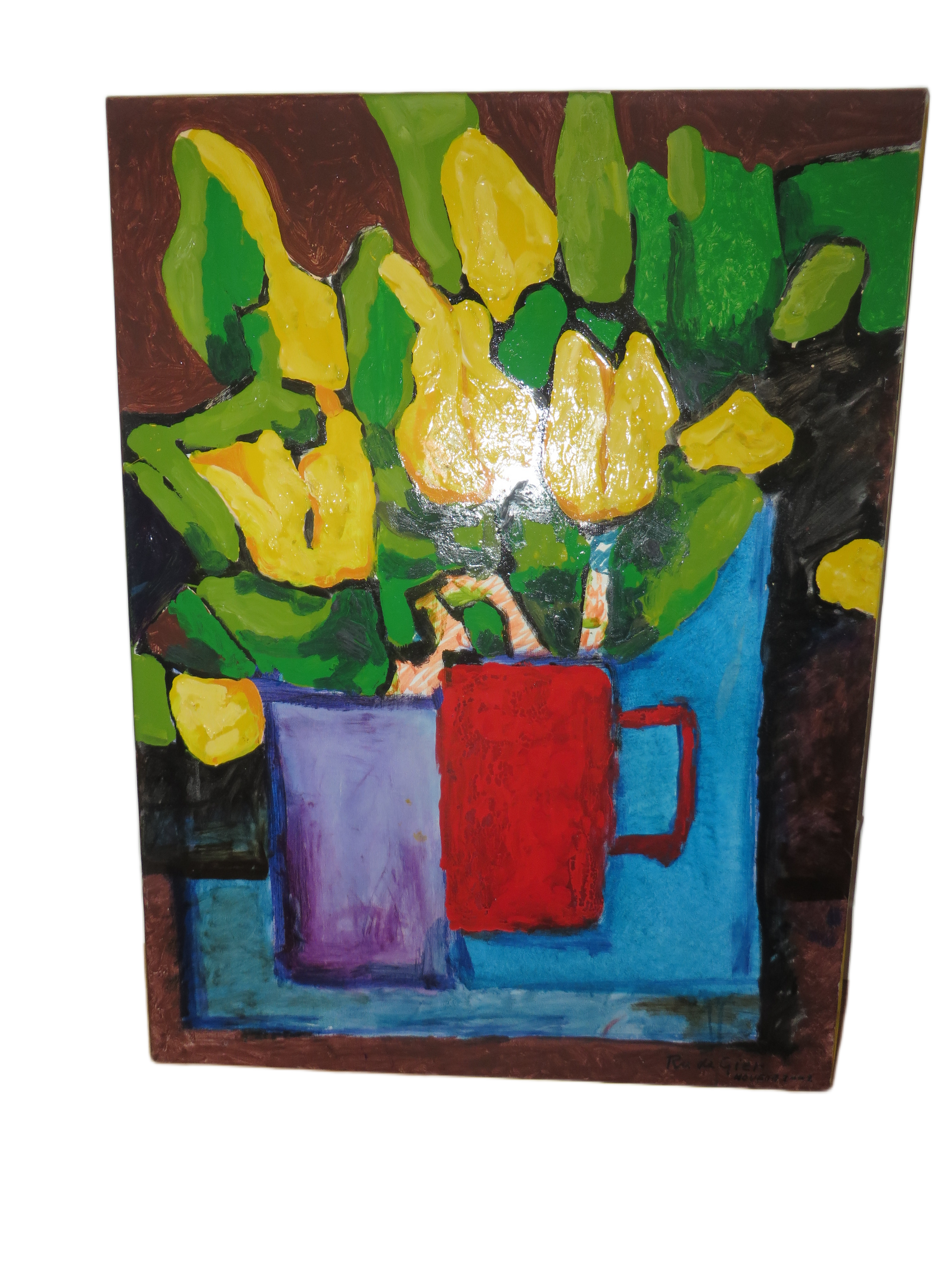 Abstract kleurrijk schilderij van Ru de Gier