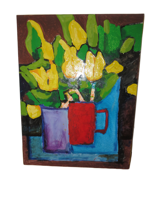 Abstract kleurrijk schilderij van Ru de Gier