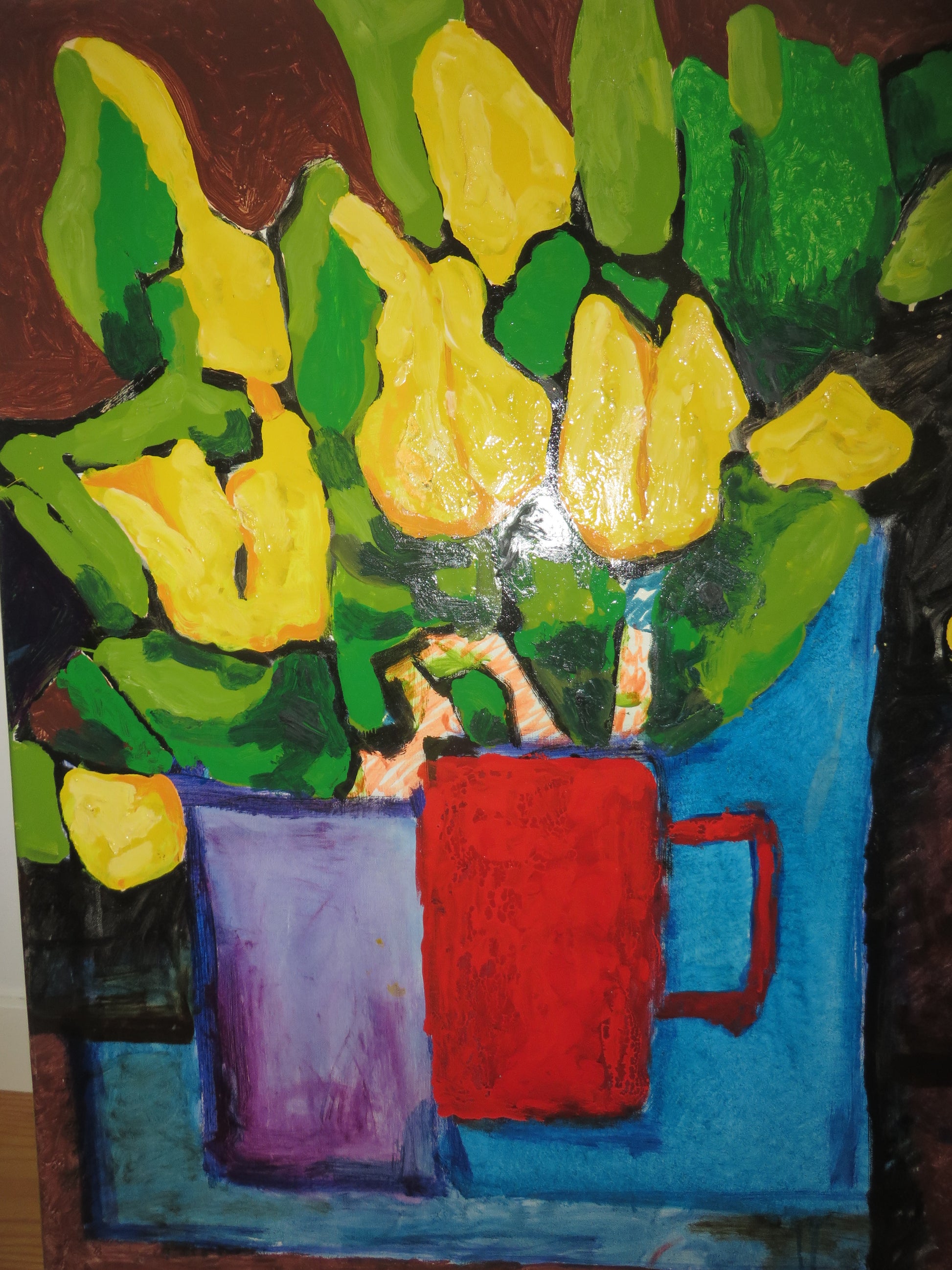 Abstract kleurrijk schilderij van Ru de Gier