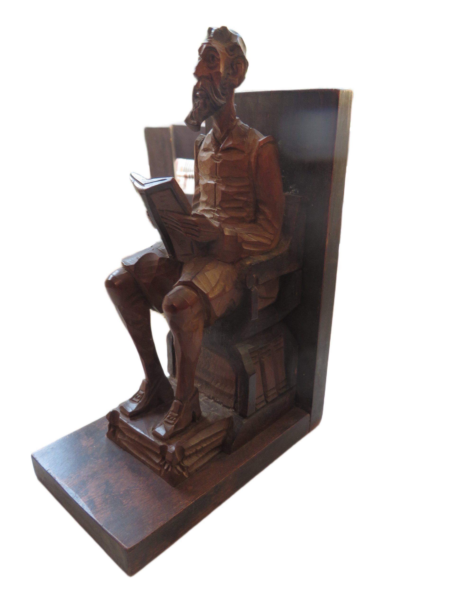 Vintage Houten Boekensteunen: Don Quichot & Sancho Panza