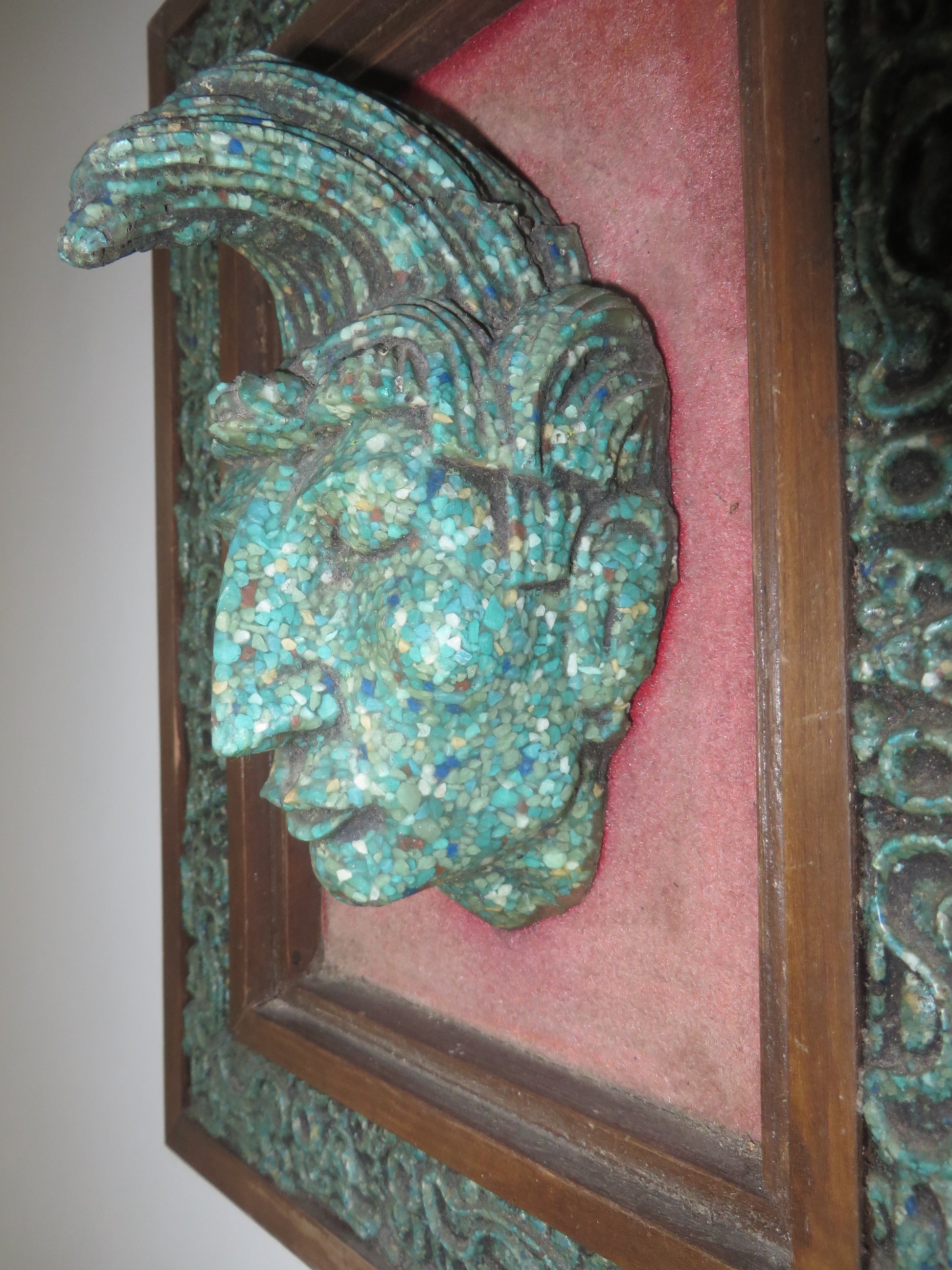 Vintage jaren '70 Meso-Amerikaanse Buste – Brutalist Mozaïek (Maya / Azteeks)