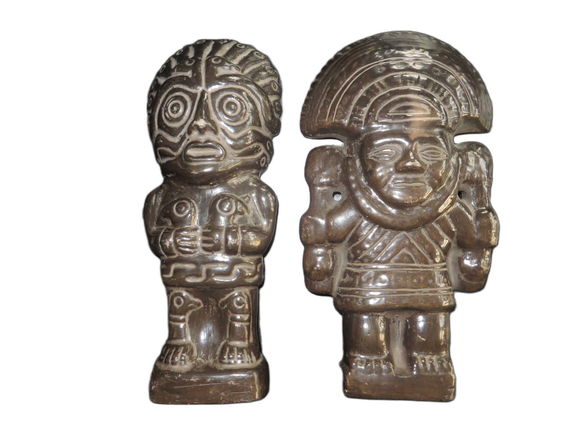 Set vintage Peruaanse beelden jaren 70 – Inca / Tumi wanddecoratie