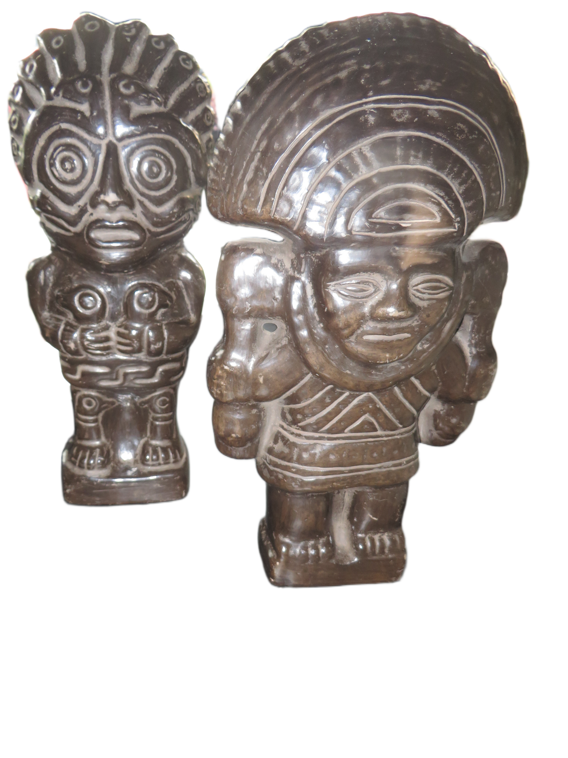 Set vintage Peruaanse beelden jaren 70 – Inca / Tumi wanddecoratie