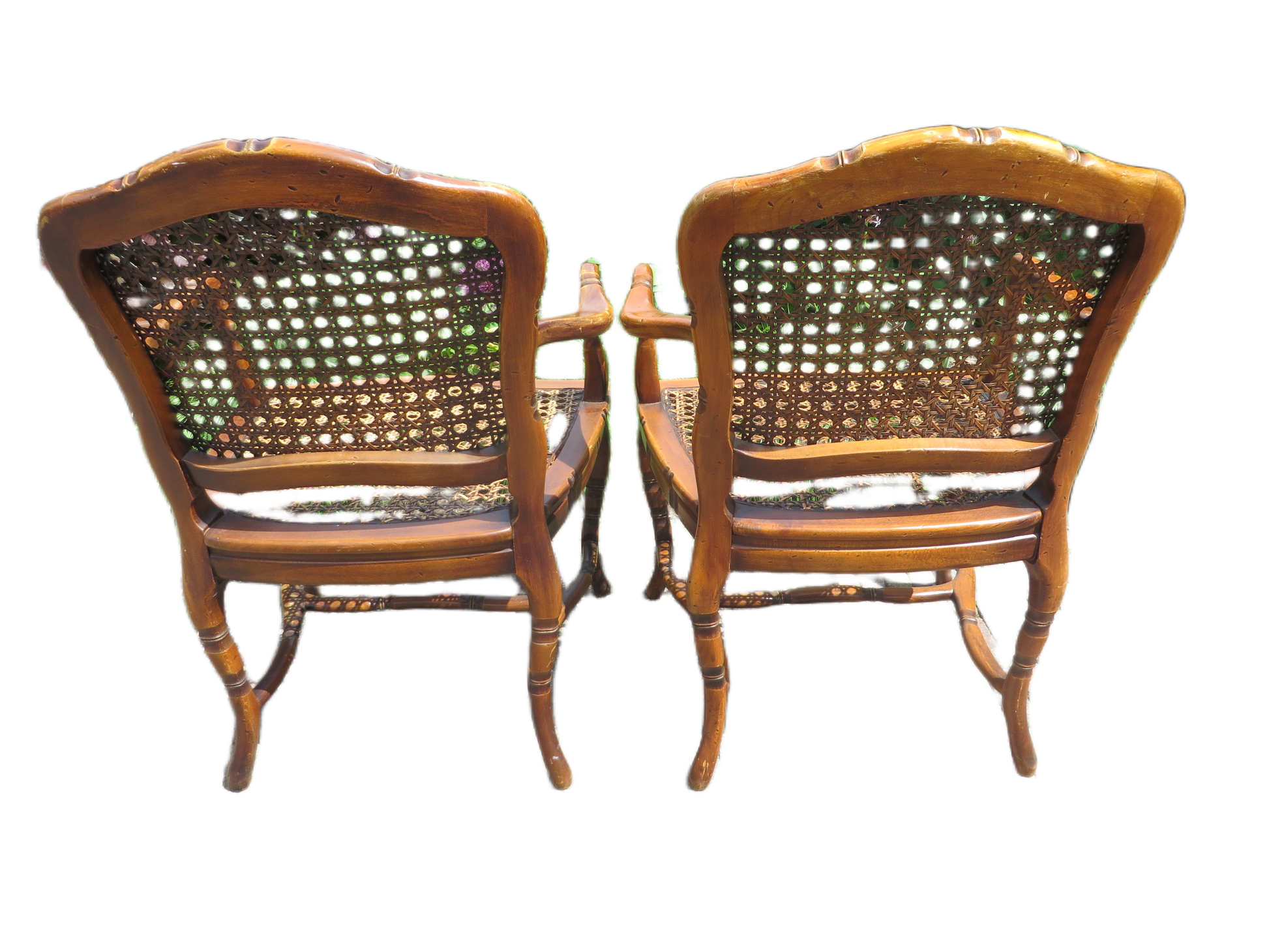 Set van 2 vintage Hollywood Regency armstoelen – Faux Bamboo & Rotan