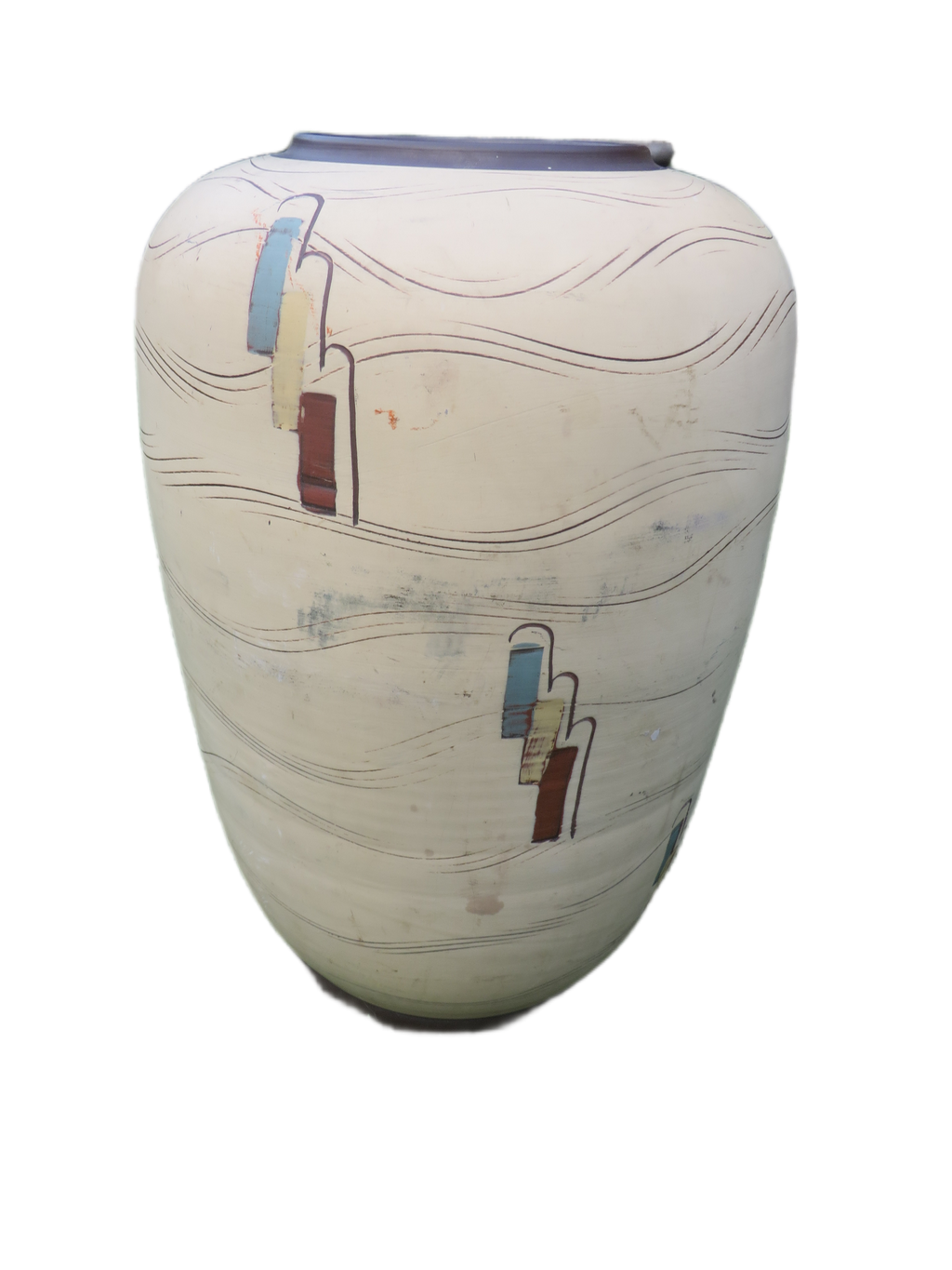 Vintage Sawa Keramik Vloervaas (239/40) – Mid-Century Modern Abstract Geometrisch Sgraffito – 40 cm