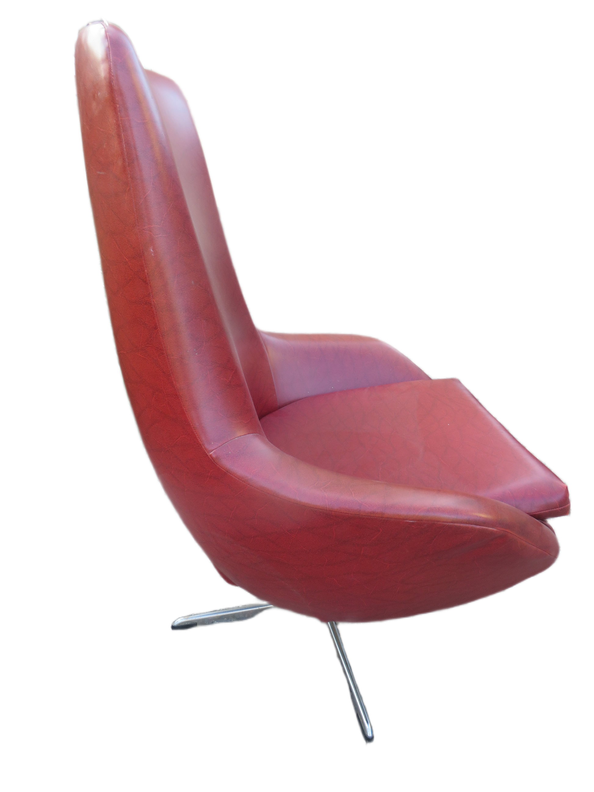Jaren ’70 Space-Age Draaifauteuil – Bordeauxrood Skai