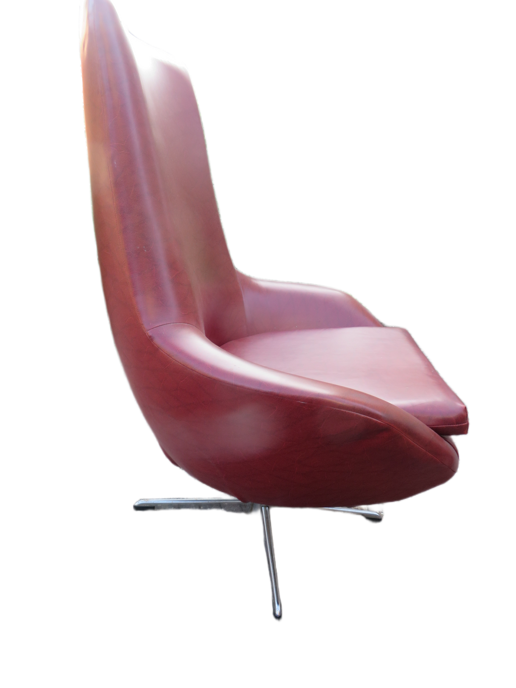 Jaren ’70 Space-Age Draaifauteuil – Bordeauxrood Skai