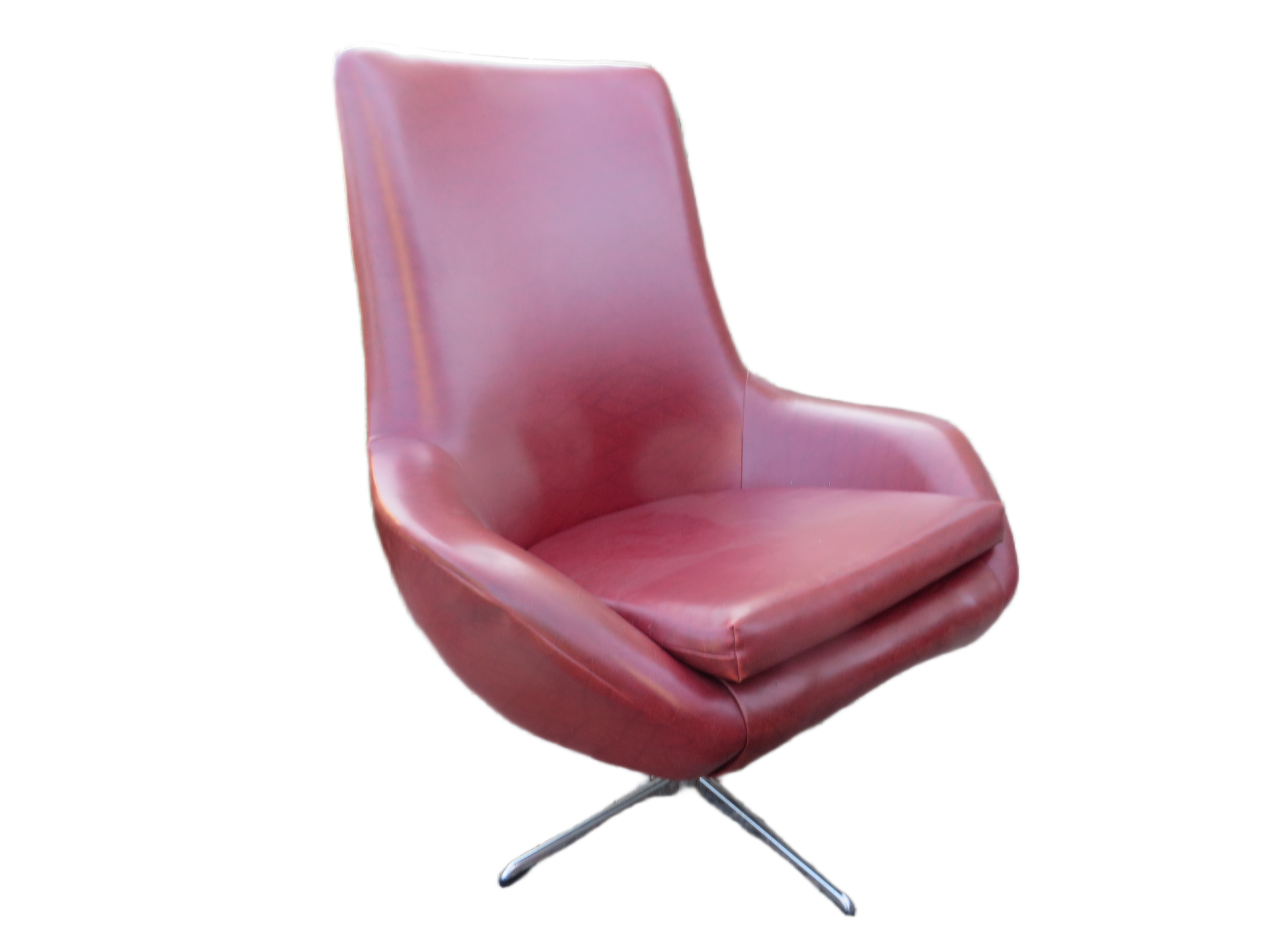 Jaren ’70 Space-Age Draaifauteuil – Bordeauxrood Skai
