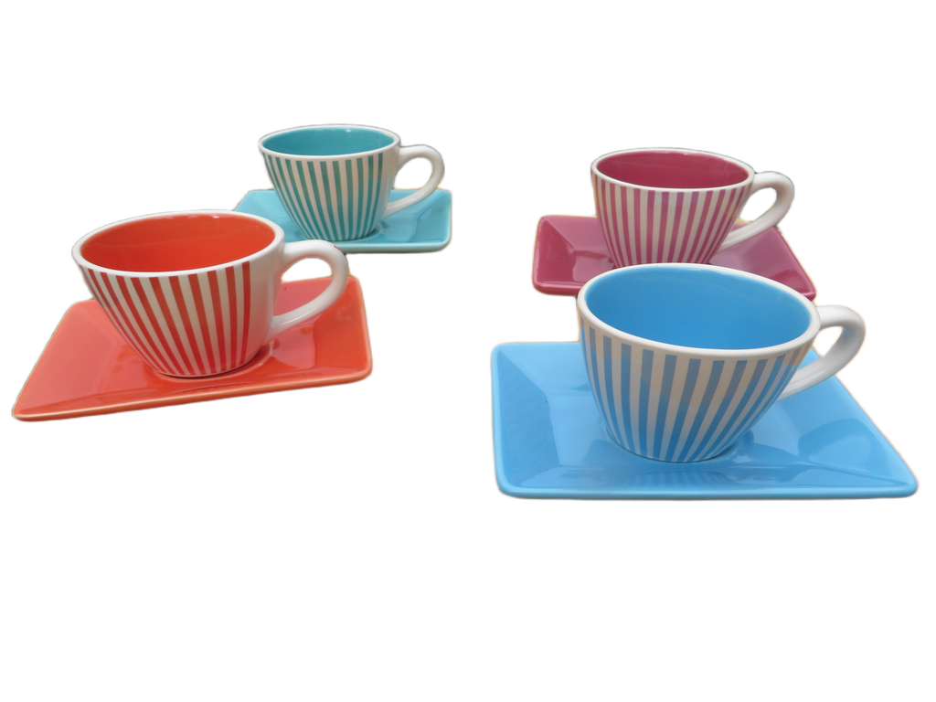 Yves Rocher (LBVYR) Gekleurde Espressokopjes – Set van 4