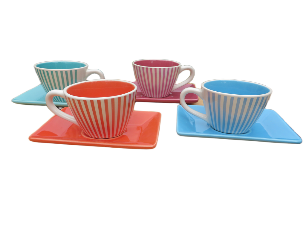 Yves Rocher (LBVYR) Gekleurde Espressokopjes – Set van 4