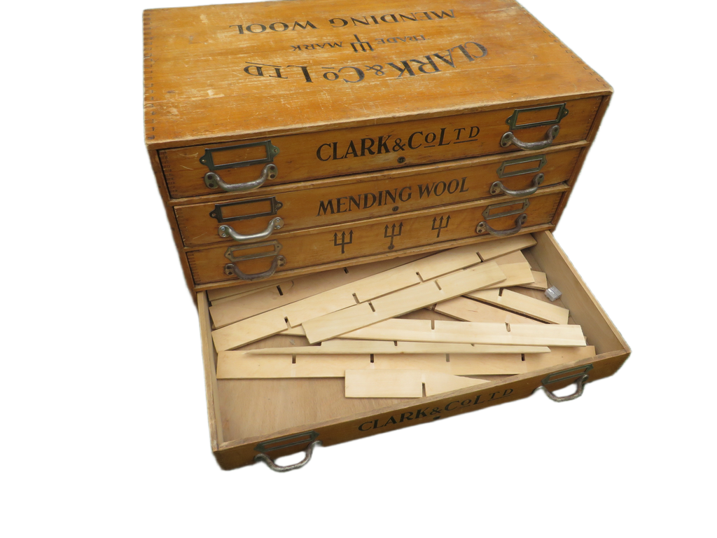 Antieke Fourniturenkast Clark & Co Ltd - "Mending Wool" 1920