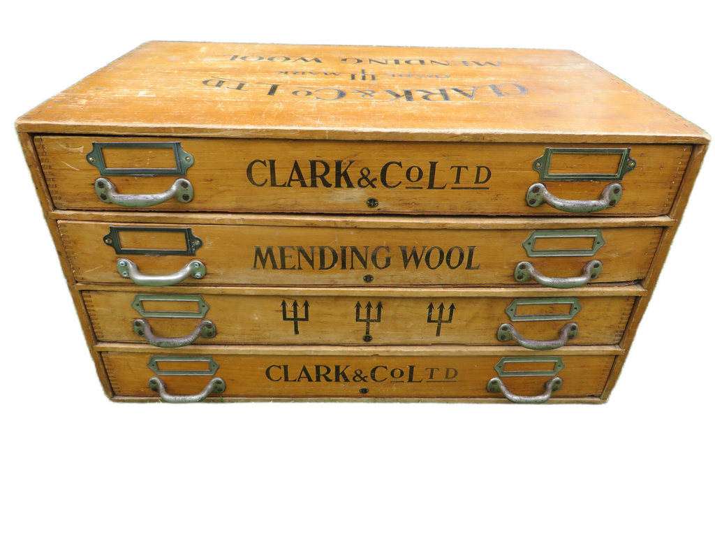 Antieke Fourniturenkast Clark & Co Ltd - "Mending Wool" 1920
